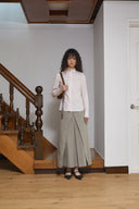 淡粉色鈕扣條紋袖口襯衫