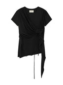 TIED DETAIL STRING TOP IN BLACK