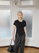 TIED DETAIL STRING TOP IN BLACK