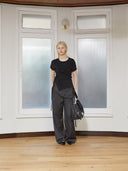 TIED DETAIL STRING TOP IN BLACK