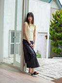 UNBALANCE TIED SHIRRING TOP IN LIGHT YELLOW