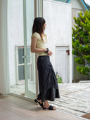 UNBALANCE TIED SHIRRING TOP IN LIGHT YELLOW
