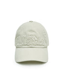 ROUGH CUT APPLIQUE BALL CAP IN LIGHT BEIGE