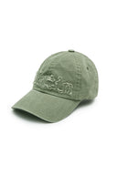 ROUGH CUT APPLIQUE BALL CAP IN LIGHT KHAKI