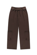 翻摺細節運動褲 (WAIST FOLDING JERSEY PANTS) - 棕色
