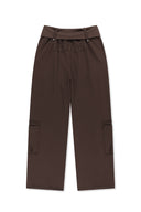 翻摺細節運動褲 (WAIST FOLDING JERSEY PANTS) - 棕色