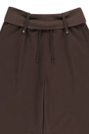 翻摺細節運動褲 (WAIST FOLDING JERSEY PANTS) - 棕色