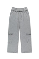 打褶細節平紋針織長褲 (WAIST FOLDING JERSEY PANTS)，灰色