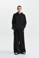 COLOR BLOCK LOGO HOODY TOP IN BLACK