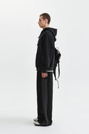 COLOR BLOCK LOGO HOODY TOP IN BLACK