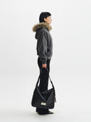 PADDED EYELET BIG BAG IN BLACK