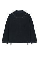 BOUCLE TEXTURE KNIT ZIP UP IN DARK NAVY