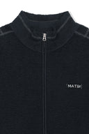 BOUCLE TEXTURE KNIT ZIP UP IN DARK NAVY