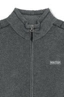 BOUCLE TEXTURE KNIT ZIP UP IN GRAY