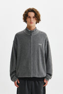 BOUCLE TEXTURE KNIT ZIP UP IN GRAY