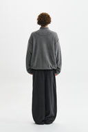 BOUCLE TEXTURE KNIT ZIP UP IN GRAY