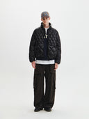 MIX QUILTED LIGHT DOWN JUMPER IN BLACK