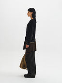 MATIN SLEEVE GRAPHIC SHEER KNIT PULLOVER IN BLACK