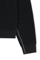 BOUCLE TEXTURE KNIT PULLOVER IN BLACK