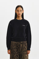 BOUCLE TEXTURE KNIT PULLOVER IN BLACK