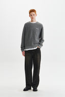 BOUCLE TEXTURE KNIT PULLOVER IN GREY