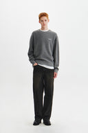 BOUCLE TEXTURE KNIT PULLOVER IN GREY
