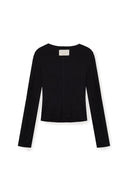 SNAP DETAIL SLIM TOP IN BLACK image 3