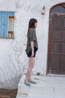 STITCH POINT DENIM SHORTS IN BLACK image 7