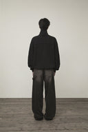 CUT OUT HALF ZIP SWEATSHIRT FOR MEN IN BLACK image 9
