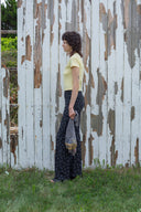 FLOWER PATTERN FLARE DENIM PANTS IN BLACK image 9