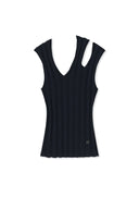 CUT OUT SLEEVELESS KNIT TOP IN DARK NAVY image 1