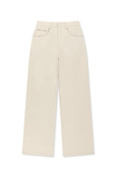 STUD POINT COLOR DENIM PANTS IN CREAM image 1