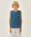 KIDS DOODLE CLASSIC LOGO POCKET SLEEVELESS IN BLUE image 11