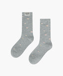 FLOWER JACQUARD SOCKS IN MELANGE GRAY image 3