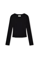 SNAP DETAIL SLIM TOP IN BLACK image 2