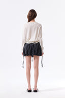 STRING DETAIL KNIT CARDIGAN IN CREAM image 8