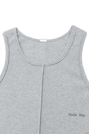 SMALL LOGO PINTUCK SLEEVELESS TOP FOR MEN IN GRAY image 9