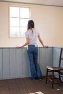 FLOWER PATTERN FLARE DENIM PANTS IN BLUE image 10