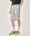 CLASSIC LOGO CARGO SWEAT SHORTS IN HEATHER GREY image 12
