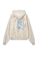 VINTAGE WASHED GRAFFITI HOODY ZIP UP IN BEIGE image 14
