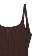 OPEN BACK RIBBED KNIT DRESS IN BROWN image 3