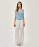 W SMALL CLASSIC LOGO SLEEVELESS LAYERED TEE IN SKY BLUE