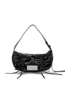 HALF SHIRRING RIBBON ROUND BAG IN CHARCOAL GREY image 15
