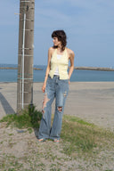 LAYERED BUTTON HALTER NECK TOP IN LIGHT YELLOW image 20