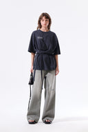 TIE DETAIL DRAPED LOGO TOP IN CHARCOAL GREY image 20