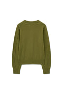 CASHMERE BLENDED ROUND KNIT PULLOVER IN OLIVE image 16