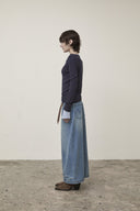 DAMAGE POINT LONG DENIM SKIRT IN BLUE image 16