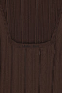 OPEN BACK RIBBED KNIT DRESS IN BROWN image 5