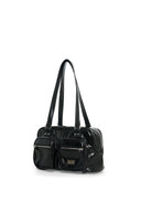 DOUBLE POCKET BRICK SHOULDER BAG IN BLACK image 2