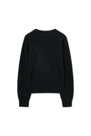 CASHMERE BLENDED ROUND KNIT PULLOVER IN BLACK image 16